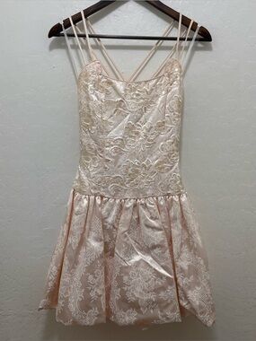 VTG 90s Gunne Sax Pink Mini Dress 5/6 Coquette Sequin Bubble Hem Prom